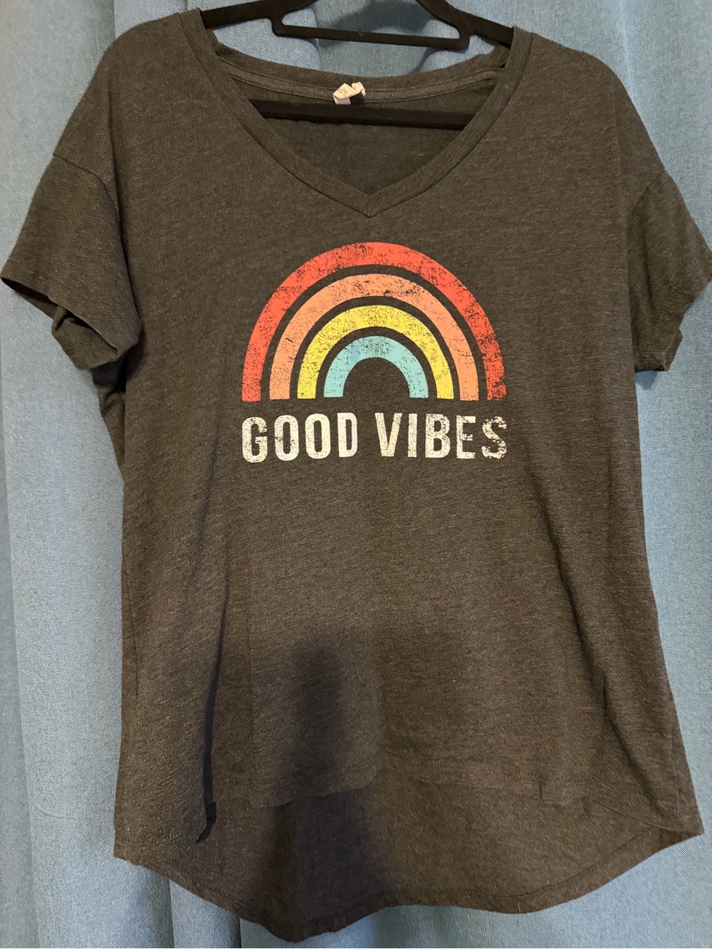 Good Vibes Rainbow Graphic Tee - Charcoal